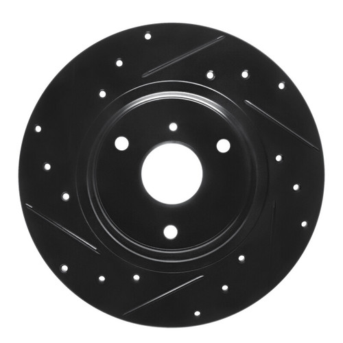 R1 05-16 Smart Fortwo Front Right Drilled & Slotted Black Brake Rotor
