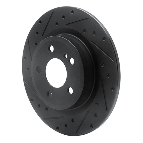 R1 12-20 Mercedes-Benz SLC300 Rear Left Drilled & Slotted Black Brake Rotor