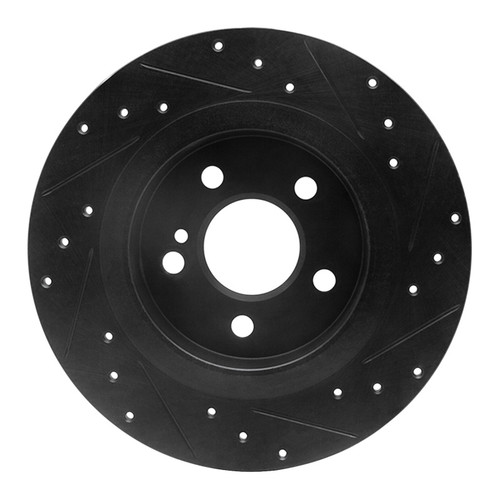 R1 12-20 Mercedes-Benz SLC300 Rear Left Drilled & Slotted Black Brake Rotor