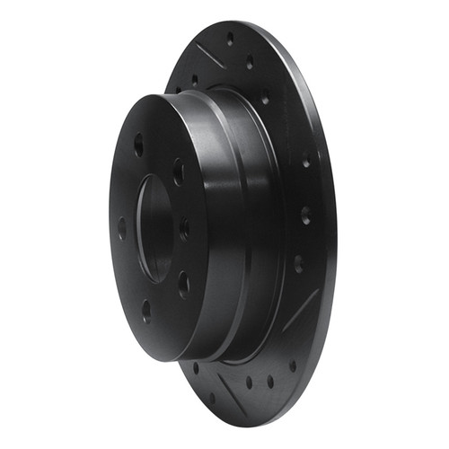 R1 06-11 Mercedes-Benz B200 Rear Right Drilled & Slotted Black Brake Rotor