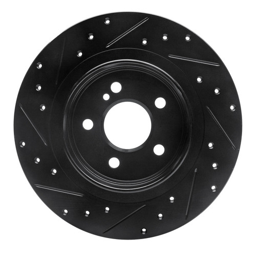R1 08-15 Mercedes-Benz C300 Sedan Rear Right Drilled & Slotted Black Brake Rotor