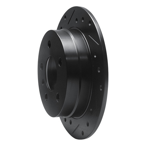 R1 06-11 Mercedes-Benz B200 Rear Left Drilled & Slotted Black Brake Rotor