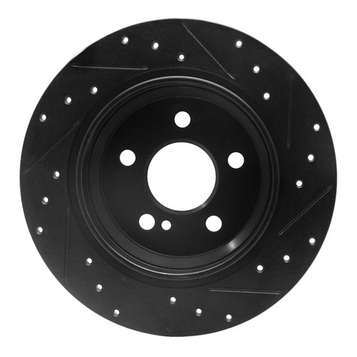 R1 07-13 Mercedes-Benz S550 Rear Left Drilled & Slotted Black Brake Rotor