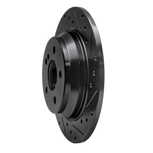 R1 03-06 Mercedes-Benz CL500 Rear Right Drilled & Slotted Black Brake Rotor