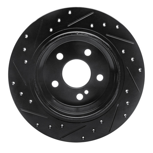 R1 03-06 Mercedes-Benz CL500 Rear Right Drilled & Slotted Black Brake Rotor