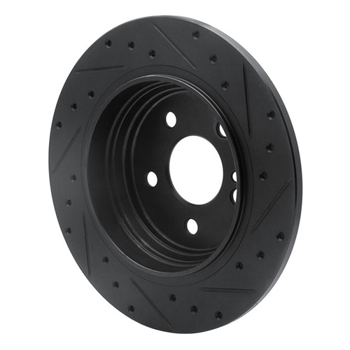 R1 03-06 Mercedes-Benz CL500 Rear Left Drilled & Slotted Black Brake Rotor