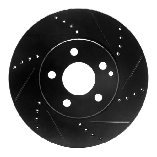 R1 03-09 Mercedes-Benz E350 Front Right Drilled & Slotted Black Brake Rotor