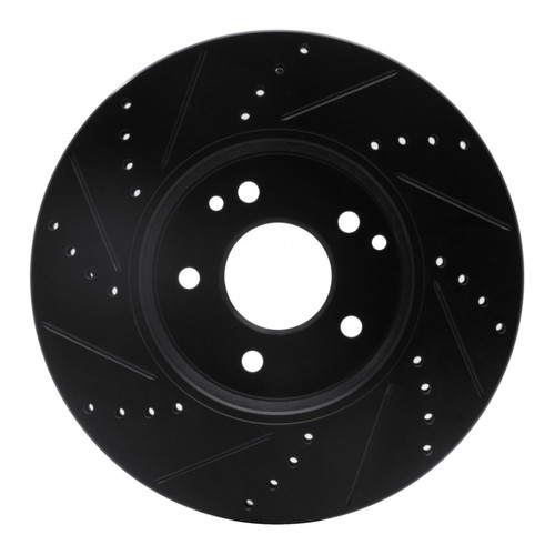 R1 96-11 Chrysler Crossfire Front Right Drilled & Slotted Black Brake Rotor