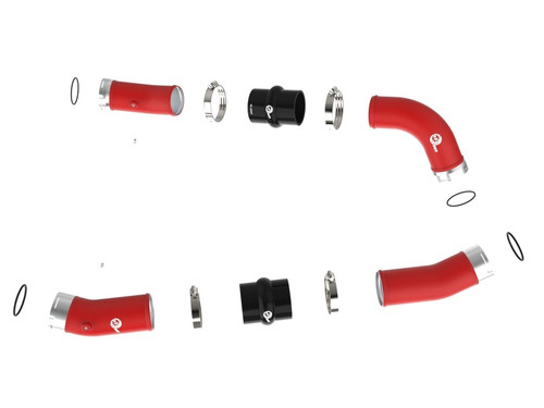 aFe 2024+ Toyota Tacoma BladeRunner 2.5in & 3in Aluminum Hot & Cold Charge Pipe Kit - Red