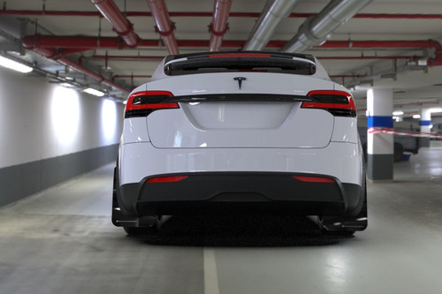 Rally Armor 22-26 Tesla Model X Black UR Mud Flap w/White Logo