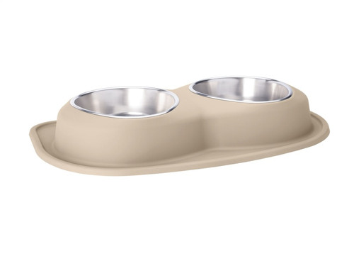 WeatherTech Pet Feeding System Double Low 96oz 3in. Stainless Bowl - Tan