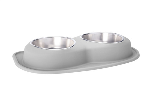 WeatherTech Pet Feeding System Double Low 96oz 3in. Stainless Bowl - Light Grey