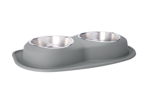 WeatherTech Pet Feeding System Double Low 96oz 3in. Stainless Bowl - Dark Grey