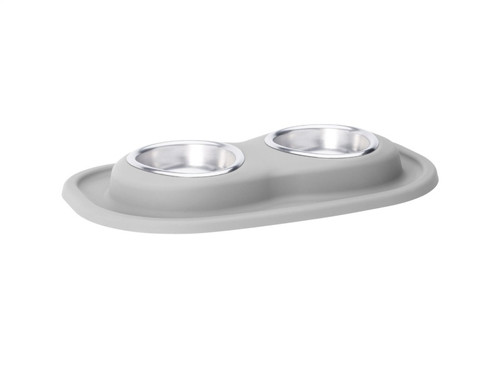 WeatherTech Pet Feeding System Double Low 8oz 1in. Stainless Bowl - Light Grey