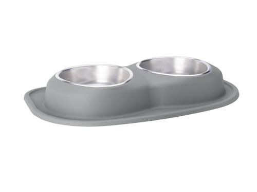 WeatherTech Pet Feeding System Double Low 64oz 3in. Stainless Bowl - Dark Grey