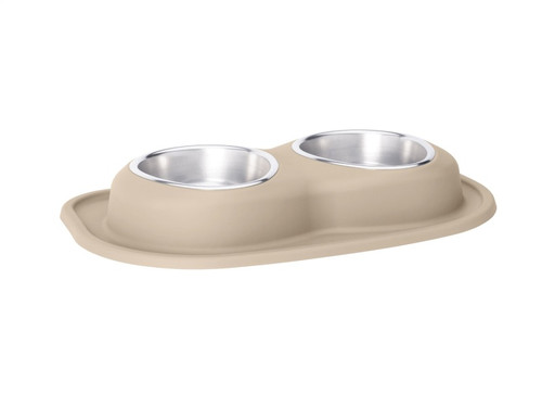 WeatherTech Pet Feeding System Double Low 32oz 3in. Stainless Bowl - Tan