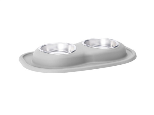 WeatherTech Pet Feeding System Double Low 16oz 2in. Stainless Bowl - Light Grey