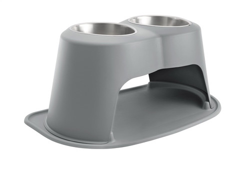 WeatherTech Pet Feeding System Double High 96oz 14in. Stainless Bowl - Dark Grey