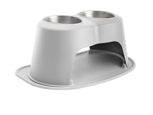 WeatherTech Pet Feeding System Double High 64oz 12in. Stainless Bowl - Light Grey