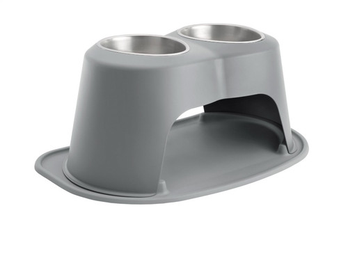 WeatherTech Pet Feeding System Double High 64oz 12in. Stainless Bowl - Dark Grey