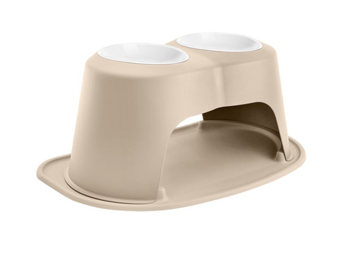 WeatherTech Pet Feeding System Double High 64oz 12in. Poly Bowl - Tan