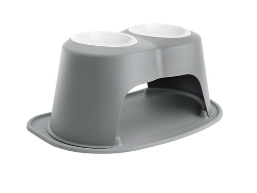 WeatherTech Pet Feeding System Double High 64oz 12in. Poly Bowl - Dark Grey