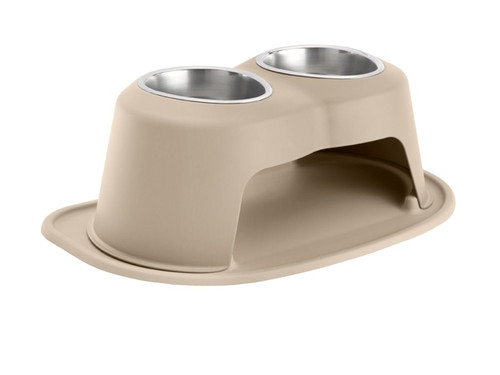 WeatherTech Pet Feeding System Double High 32oz 8in. Stainless Bowl - Tan