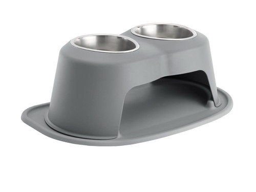 WeatherTech Pet Feeding System Double High 32oz 8in. Stainless Bowl - Dark Grey