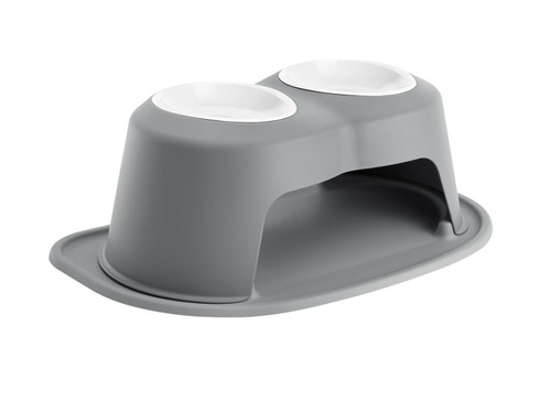 WeatherTech Pet Feeding System Double High 32oz 8in. Poly Bowl - Dark Grey