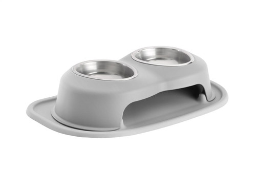 WeatherTech Pet Feeding System Double High 16oz 4in. Stainless Bowl - Light Grey