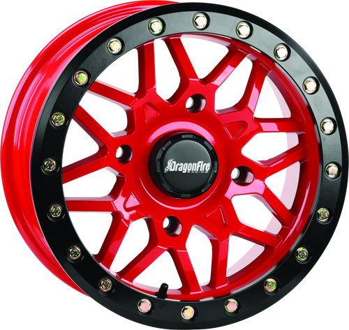 DragonFire Racing Typhon Wheel 14X7 4/137 5+2 +10 Machined Red