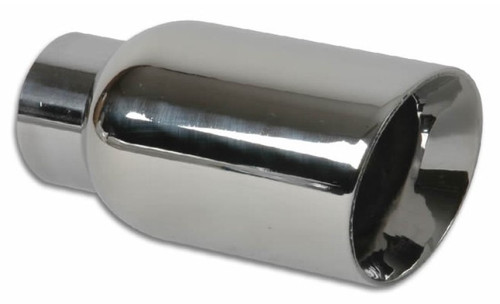 Vibrant 2.5-inch ID Single 4-inch OD Round Stainless Steel Exhaust Tip with Double Wall Angle Cut