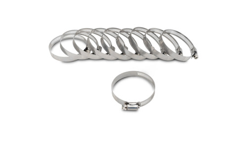 Vibrant S.S. Worm Gear Clamps Pack of 10 - Corrosion-Resistant 300-Series Stainless Steel, Clamping Range 3.54in to 4.49in