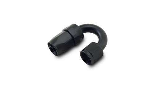Vibrant 4AN 180 Degree Elbow Hose End Fitting - Black Hard Anodized Aluminum for Automotive Applications