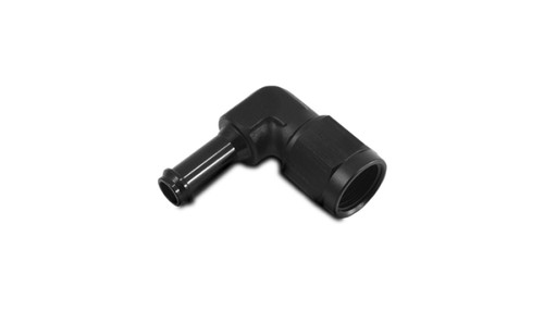 Vibrant -6AN Female AN Flare to 3/8 Inch Hose Barb 90 Degree Adapter in Black Aluminum