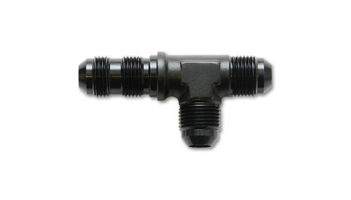 Vibrant -4AN Bulkhead Adapter Tee on Run Fittings in Anodized Black