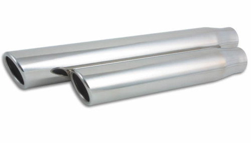 Vibrant 3-inch Round Stainless Steel Truck/SUV Exhaust Tip - Single Wall Angle Cut Rolled Edge, 11-inch Length
