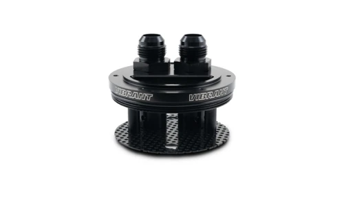 Vibrant 2-Port Aluminum Catch Can Lid Assembly - Black Anodized, Gen3 Thread-on Design