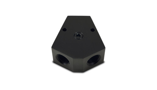 Vibrant Billet Aluminum Y-Block Fitting with 1/8in NPT Port - 1/2in NPT x 1/2in NPT x 1/2in NPT