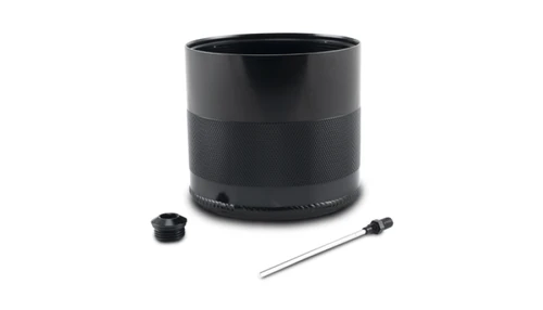 Vibrant Small 0.75L Aluminum Catch Can Reservoir with Dipstick - Black Anodized