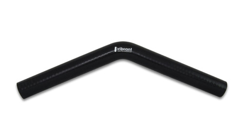Vibrant 4 Ply Reinforced Silicone 45 Degree Elbow Connector - 1 Inch ID x 8 Inch Leg, Black