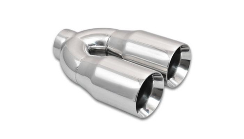 Vibrant 2.5-inch ID Dual 3.5-inch OD Round Stainless Steel Exhaust Tips - Double Wall Straight Cut