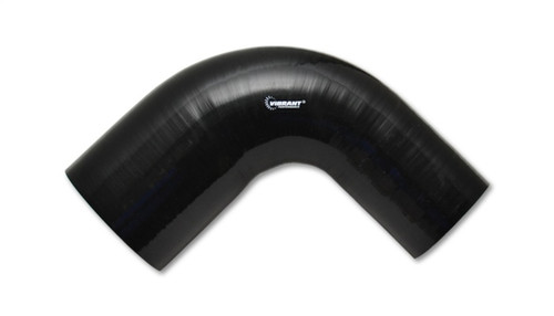 Vibrant 4 Ply Reinforced Silicone 90 Degree Transition Elbow - 3 in. I.D. to 4 in. I.D., Black
