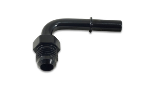 Vibrant 90 Degree Aluminum AN to Male Quick Connect Fitting -8AN with 0.375 inch Barb Size