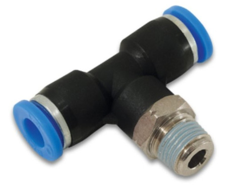 Vibrant Male Tee 1-Touch Fitting for 5/32 inch OD Tube (1/8 inch NPT) - Part #22630