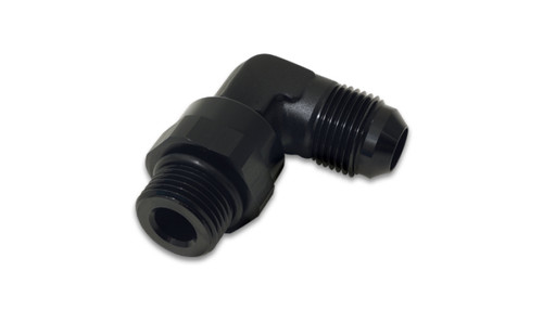 Vibrant -8AN Male Flare to -6AN ORB Swivel 90 Degree Adapter Fitting in Black Aluminum