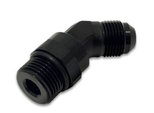 Vibrant -8AN Male to -10AN Male 45 Degree Swivel Adapter Fitting in Anodized Black