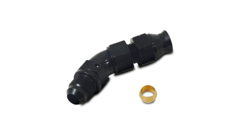 Vibrant 45 Degree 1/2 Inch Tube to Male -8AN Flare Adapter with Olive Inserts - Part Number 16578