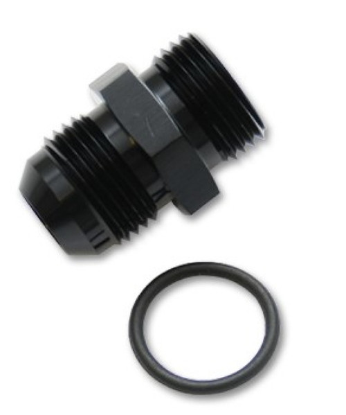 Vibrant -3AN Male Flare to -4 ORB Male Straight Adapter with O-Ring, Black Anodized