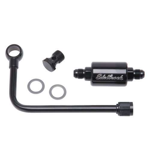 Edelbrock Part #81343 Black Steel Fuel Inlet Kit for Performer and Thunder Series Carburetors